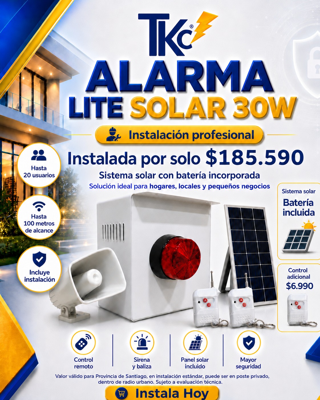 Alarma Lite Solar 30W instalada